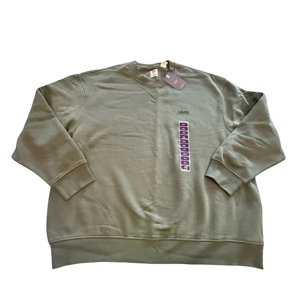 Levi’s Crewneck Sweatshirt XXL Sage Green Logo Pullover NWT Men’s Oversized